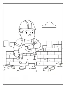 Albañil y reloj para colorear