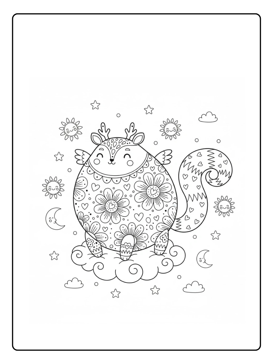 Alebrije con cuerpo redondo para colorear