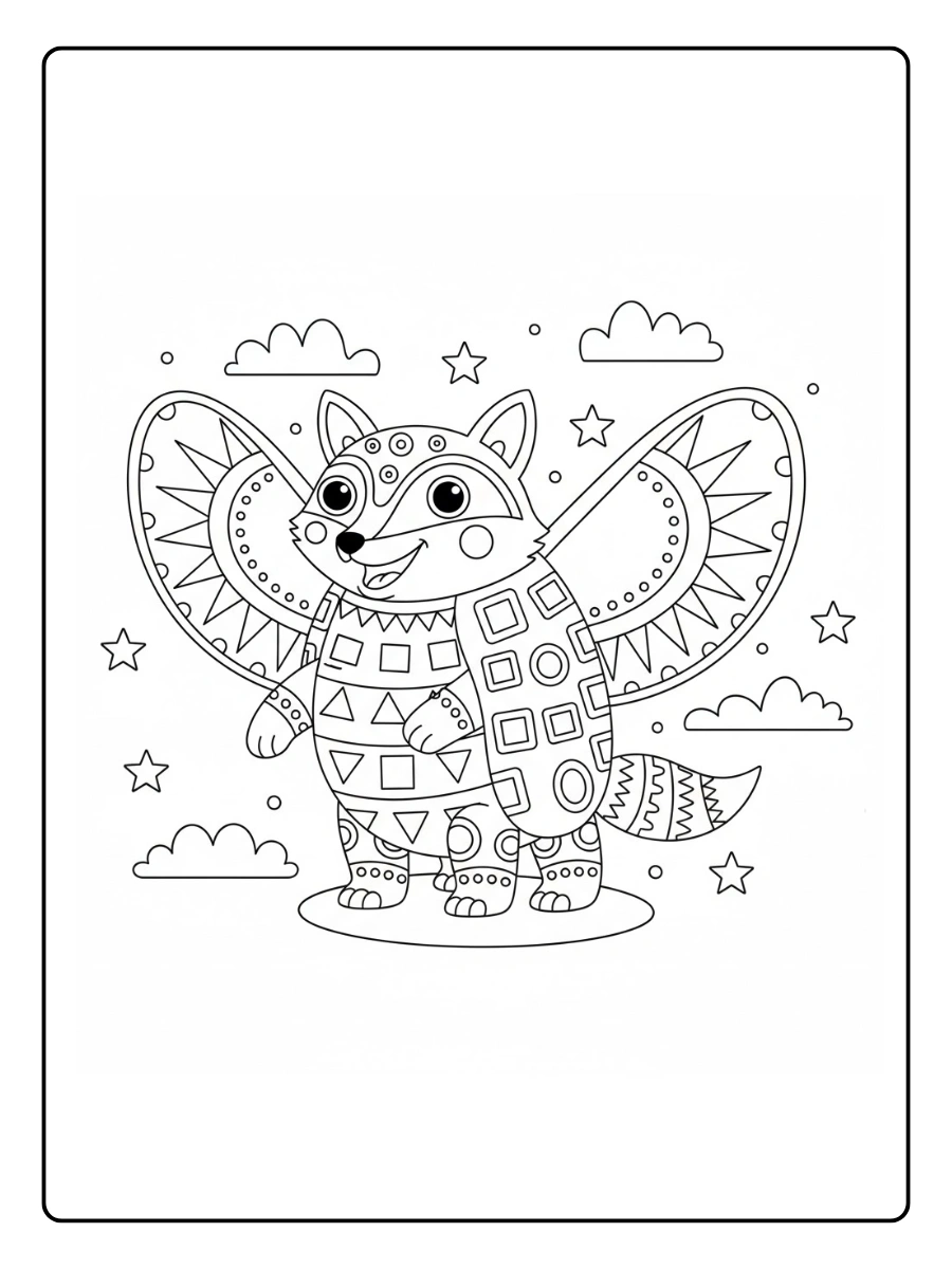 Alebrije con patrones geométricos