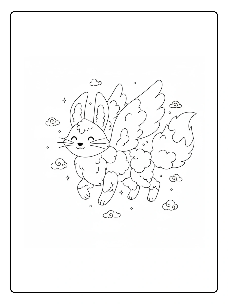 Alebrije formado por nubes suavesde alebrije con animales fusionados