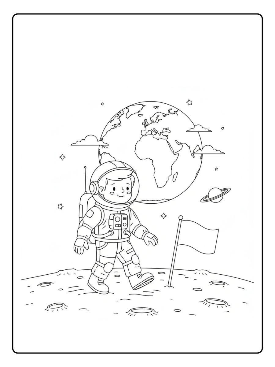 Astronauta caminando en la Luna