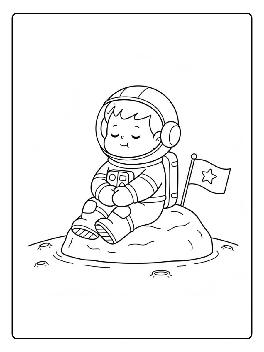 Astronauta descansando en la Luna
