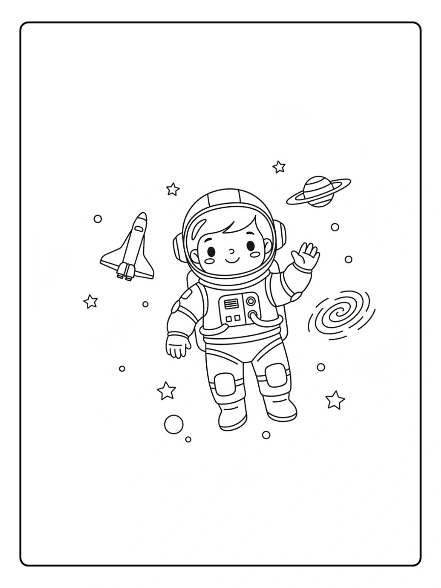 Astronauta estilo caricaturarevisando muelas