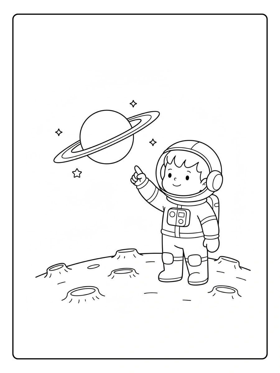 Astronauta señalando un planetarevisando muelas