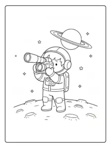 Astronauta tomando fotos para colorear