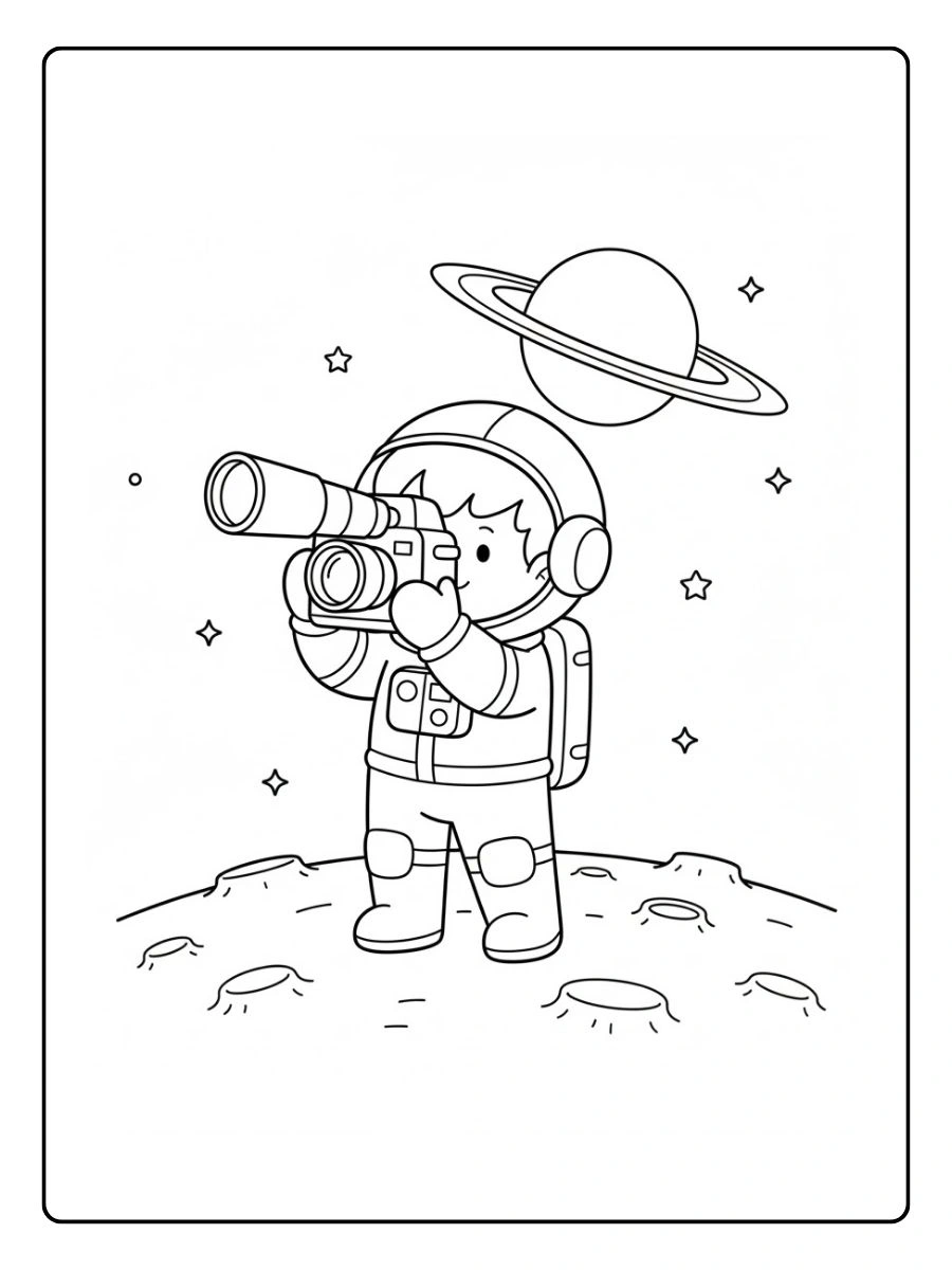 Astronauta tomando fotos para colorear