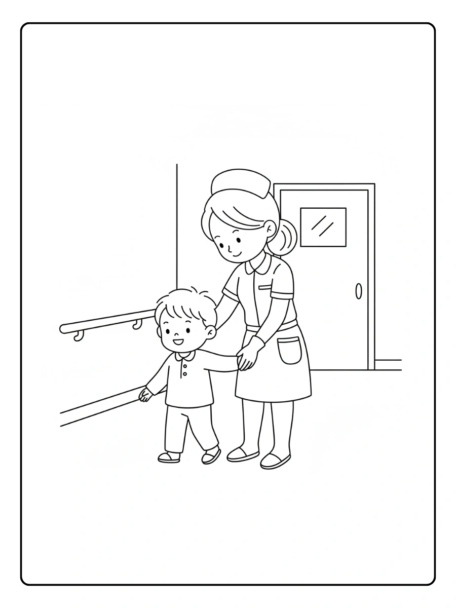 Enfermera Ayudando a caminar