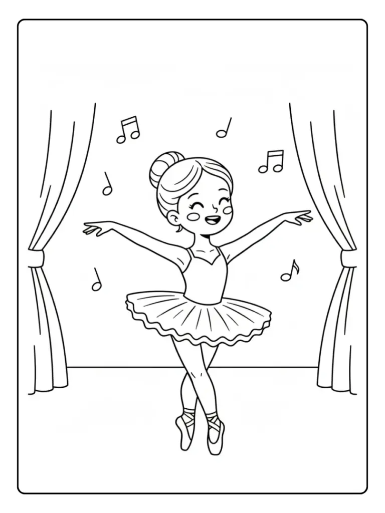 Bailarina feliz para colorear