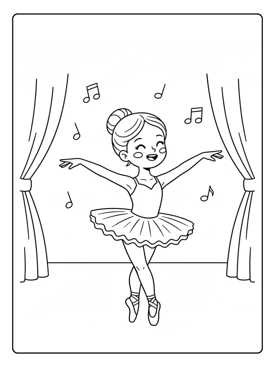 Bailarina feliz para colorear