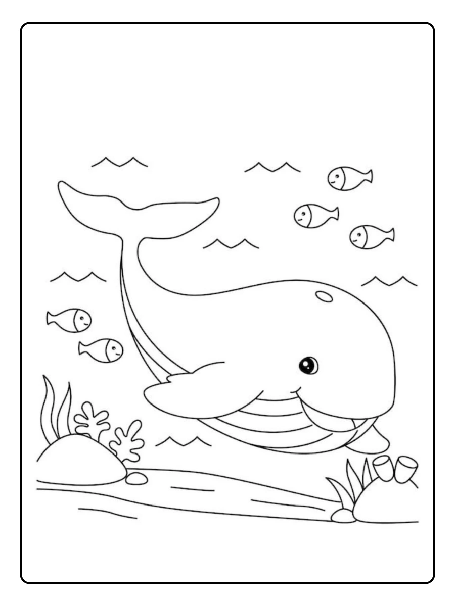 Ballena con cría para colorear