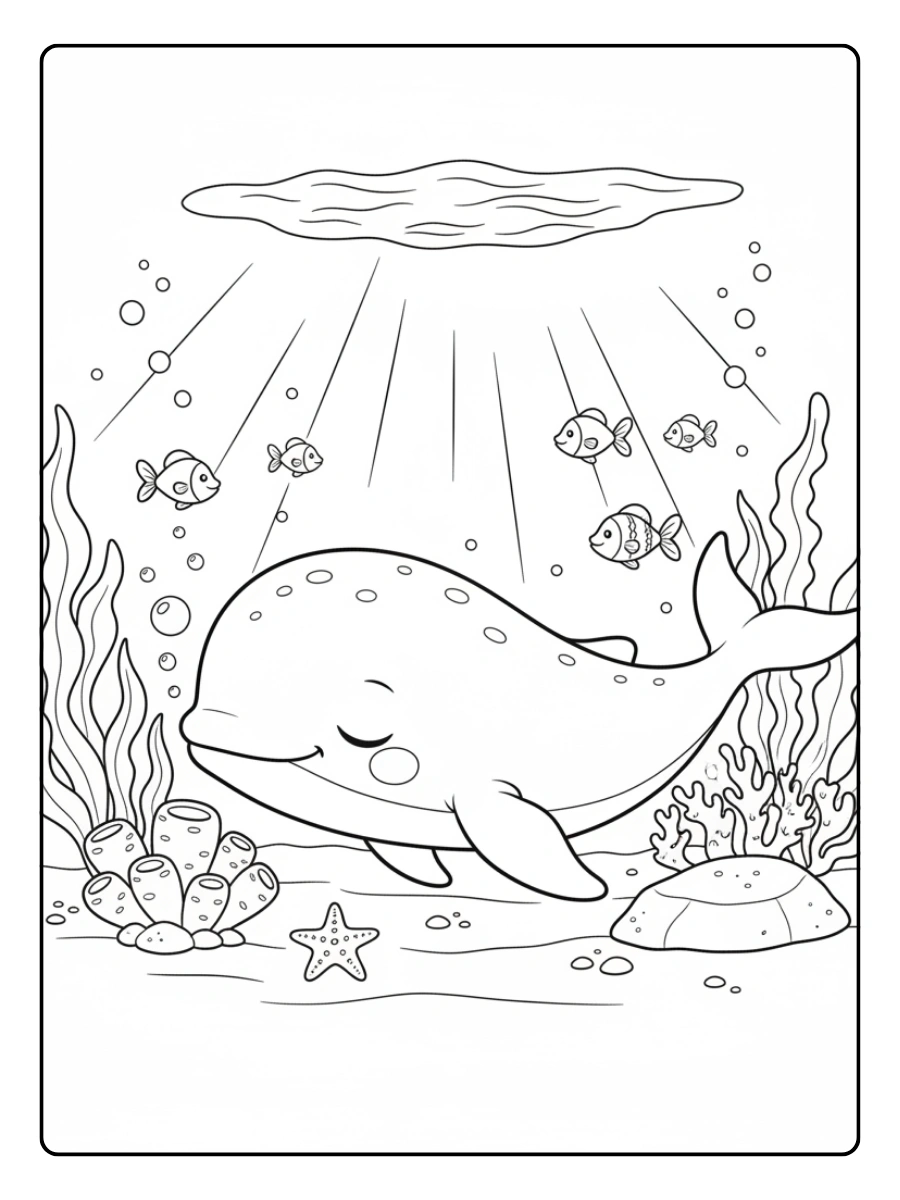 Ballena durmiendo para colorear