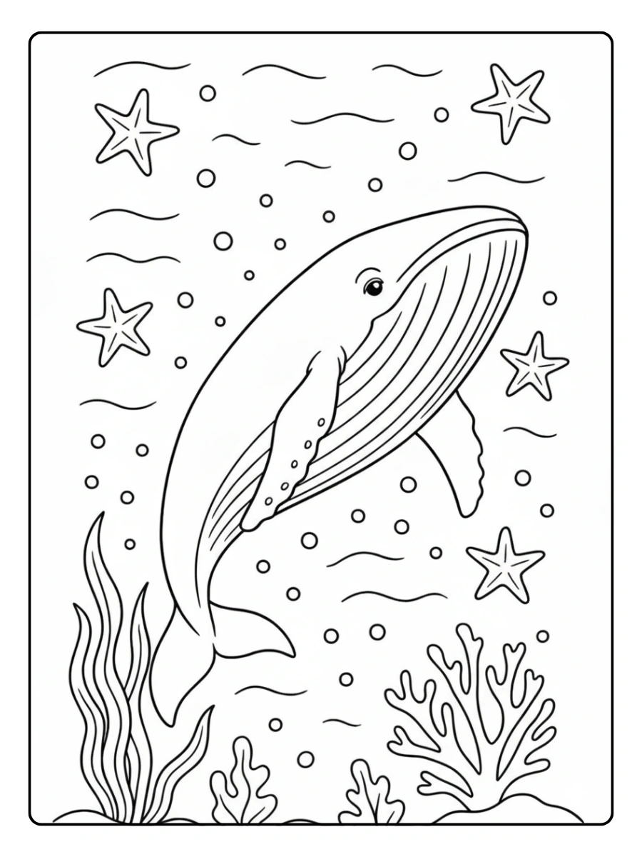 Ballena nadando para colorear
