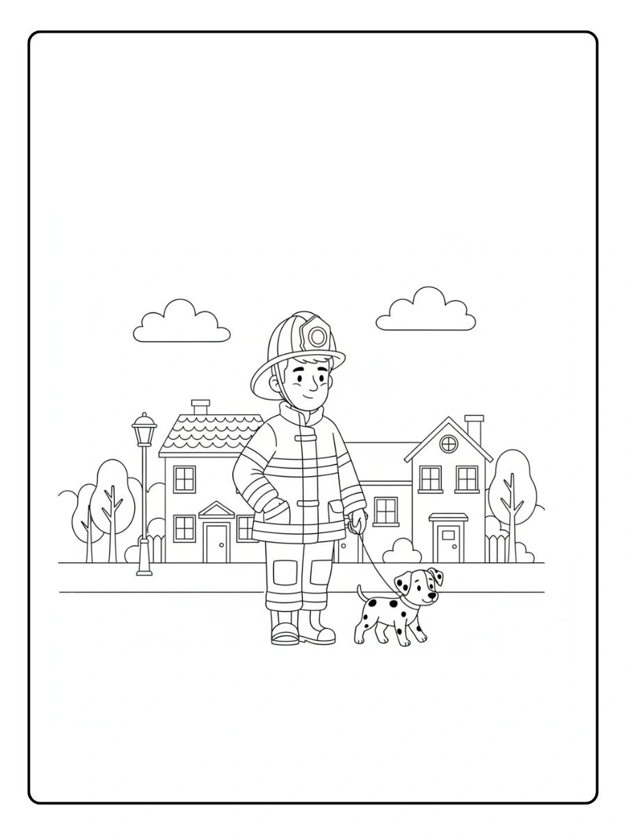 Bombero caminando tranquilo