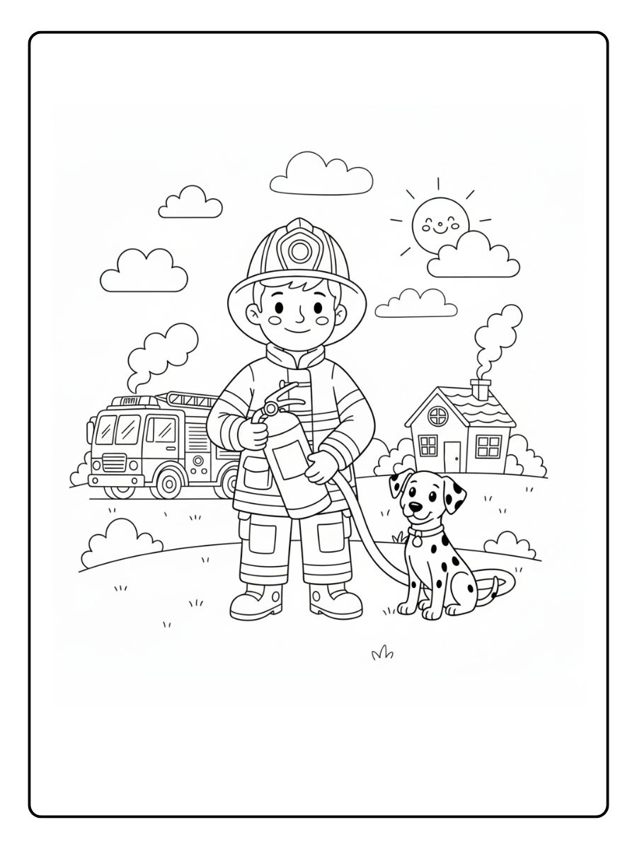 Bombero con extintor