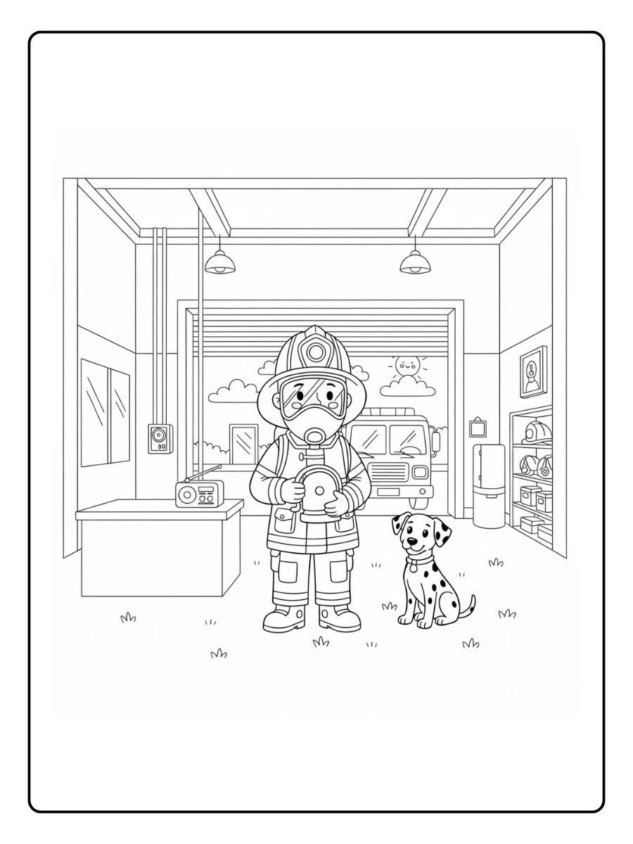 Bombero con máscara protectora