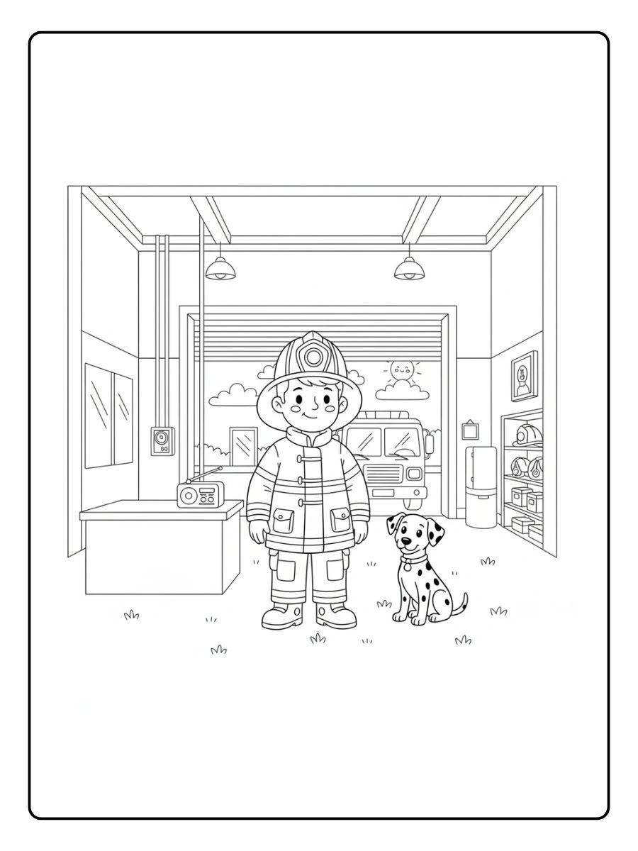 Bombero dentro de la estación