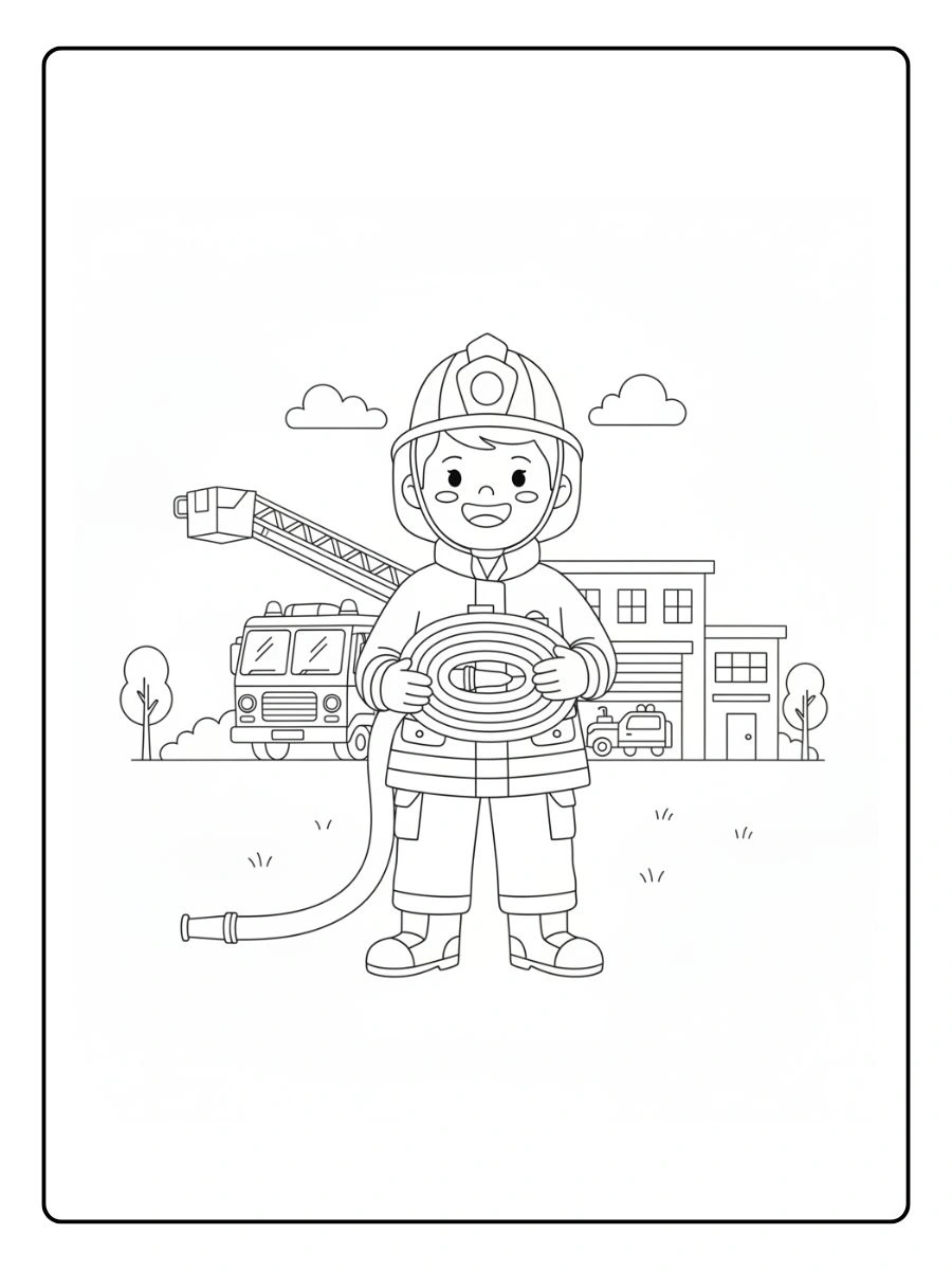 Bombero sosteniendo una manguera