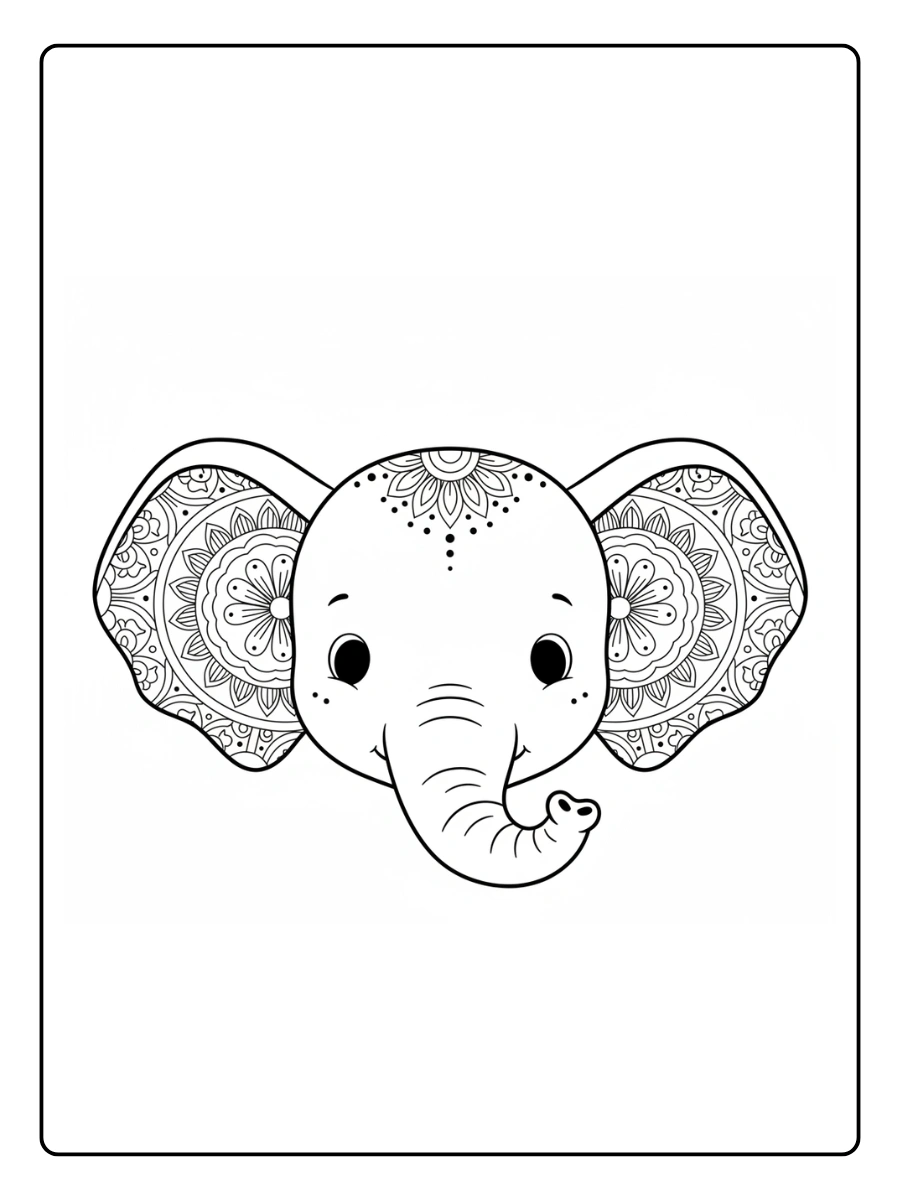 Cabeza de elefante mandala para colorear