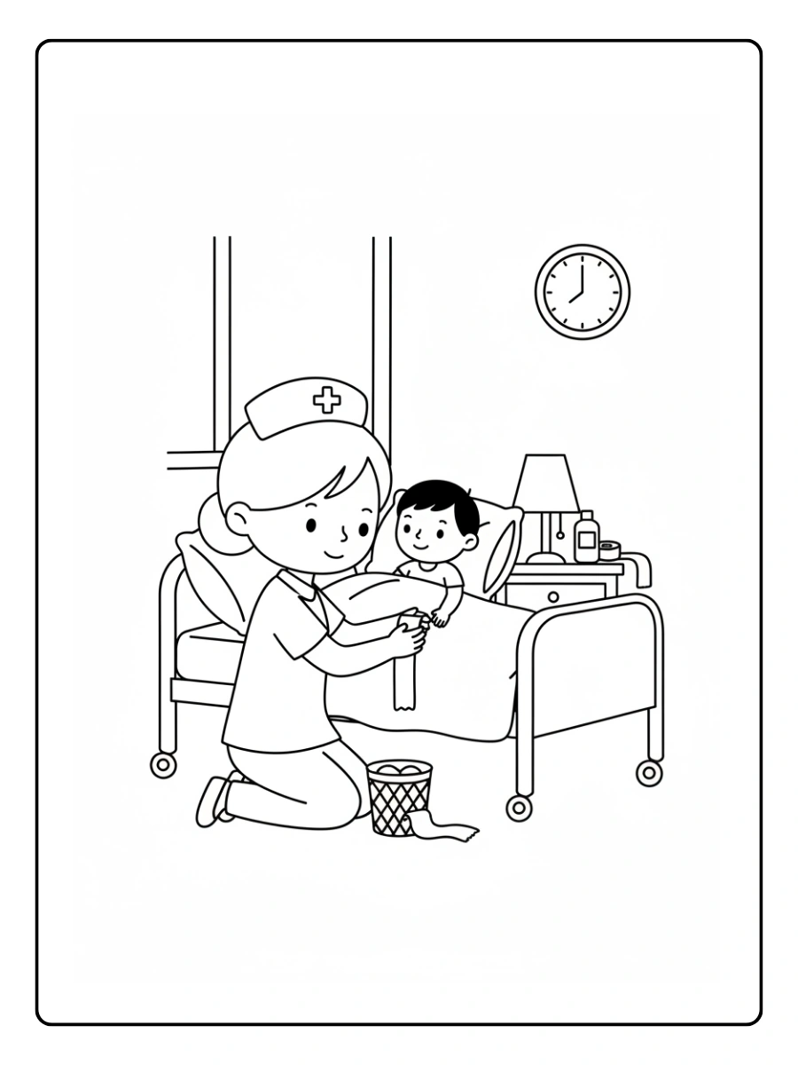 Enfermera Cambiando el vendaje