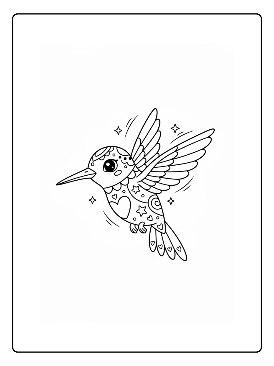 Colibrí alebrije batiendo alas