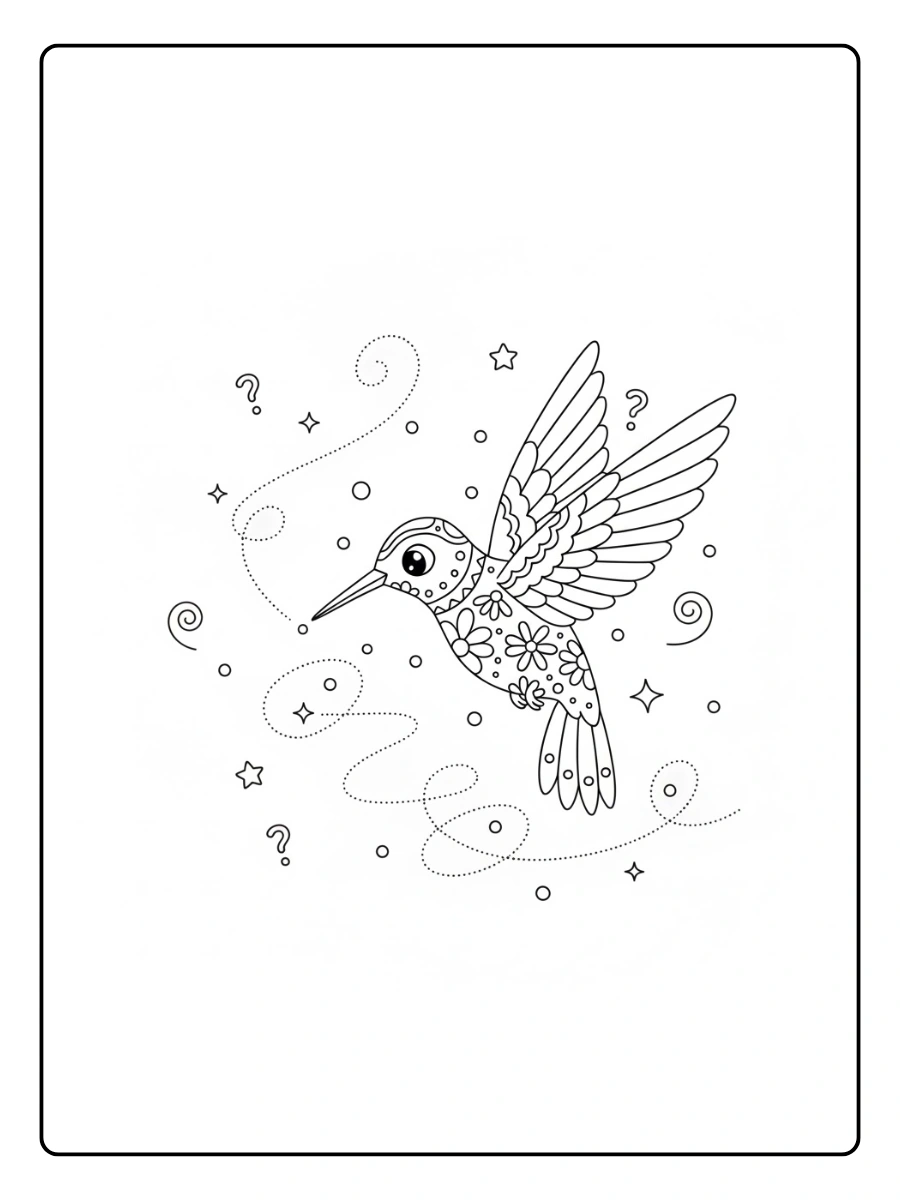 Colibrí alebrije cosiendo luz con el picoalebrije caminando curiosoalebrije hecho de estrellas grandeshecho solo con círculos grandes