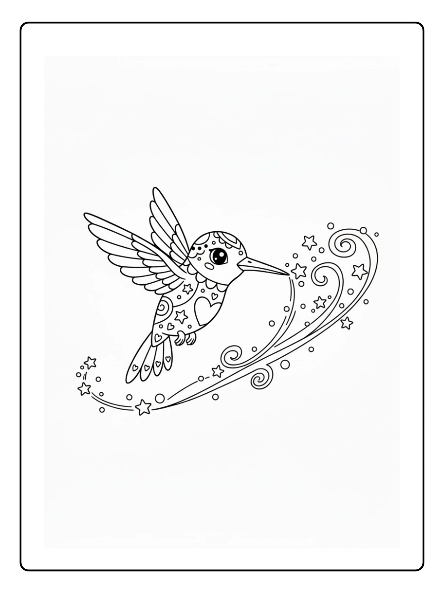 Colibrí alebrije escribiendo caminos en el aire