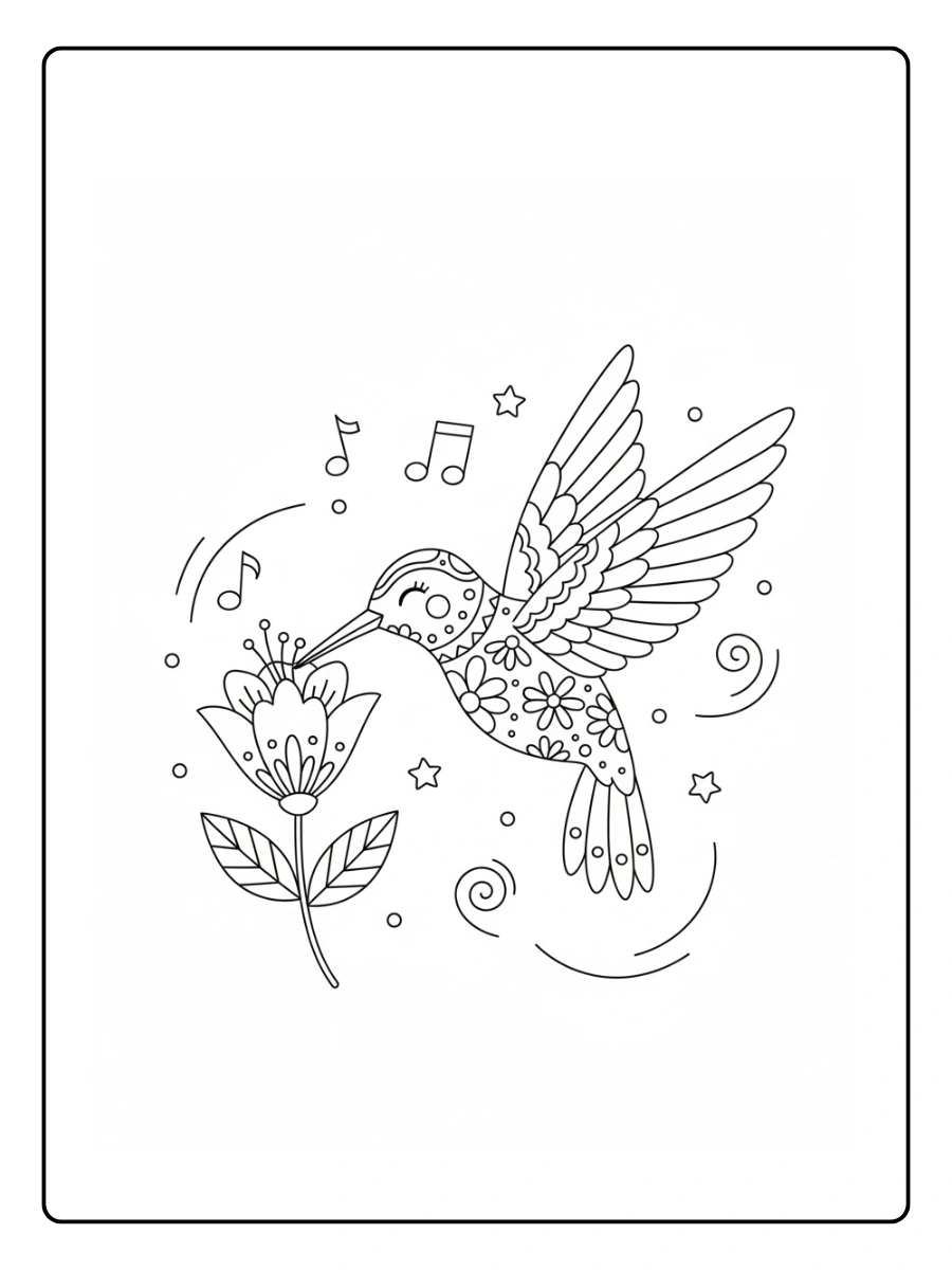 Colibrí alebrije volando suavealebrije caminando curiosoalebrije hecho de estrellas grandeshecho solo con círculos grandes