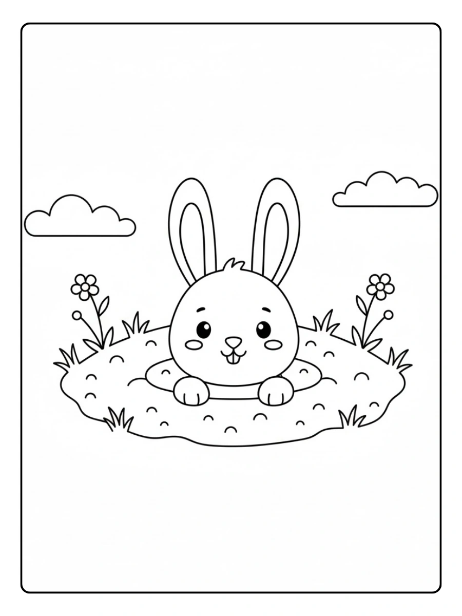 Conejo asomándose para colorear