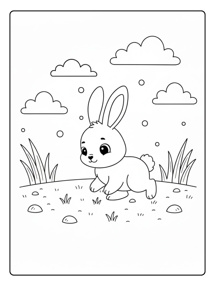 Conejo caminando para colorear