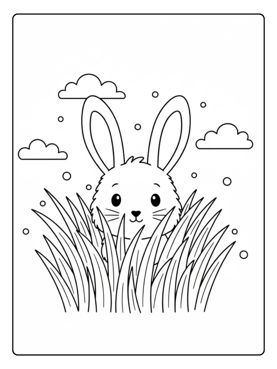 Conejo escondiéndose para colorear