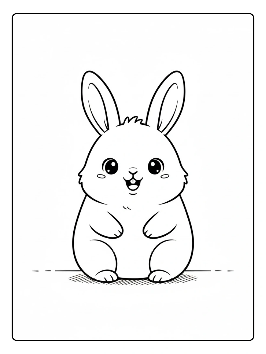 Conejo sentado feliz para colorear