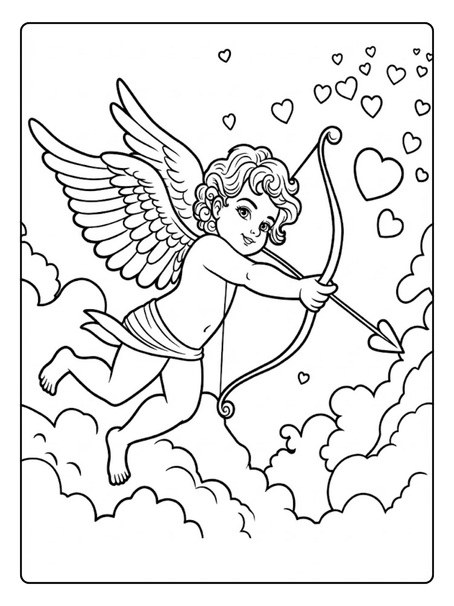 Cupido con arco para colorear