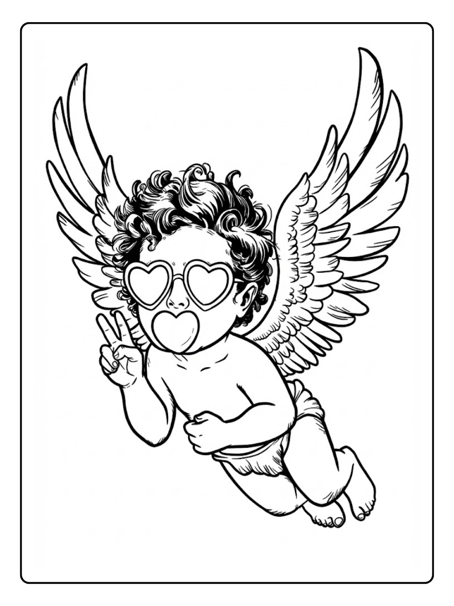 Cupido moderno para el día Para Colorear
