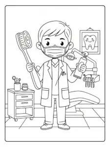 Dentista con cepillo y pasta