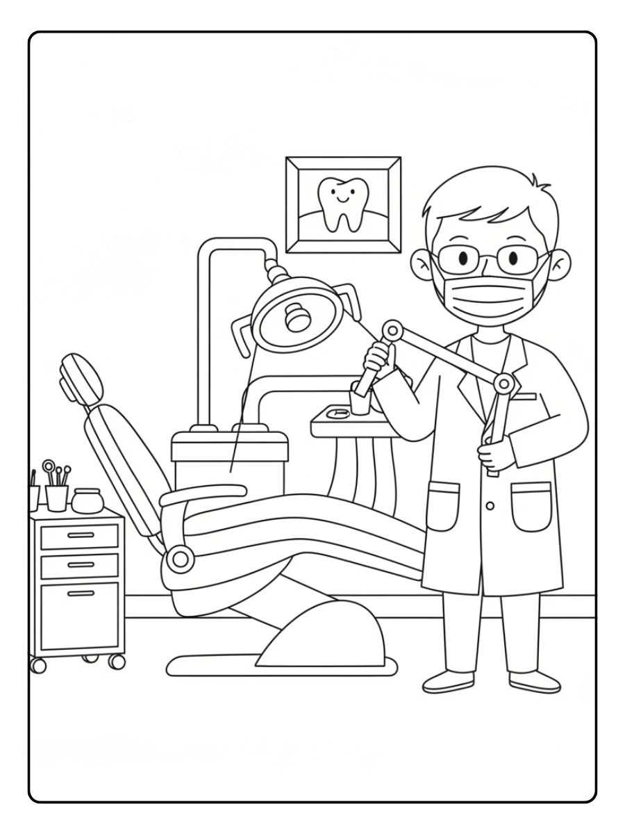 Dentista con lámpara dental