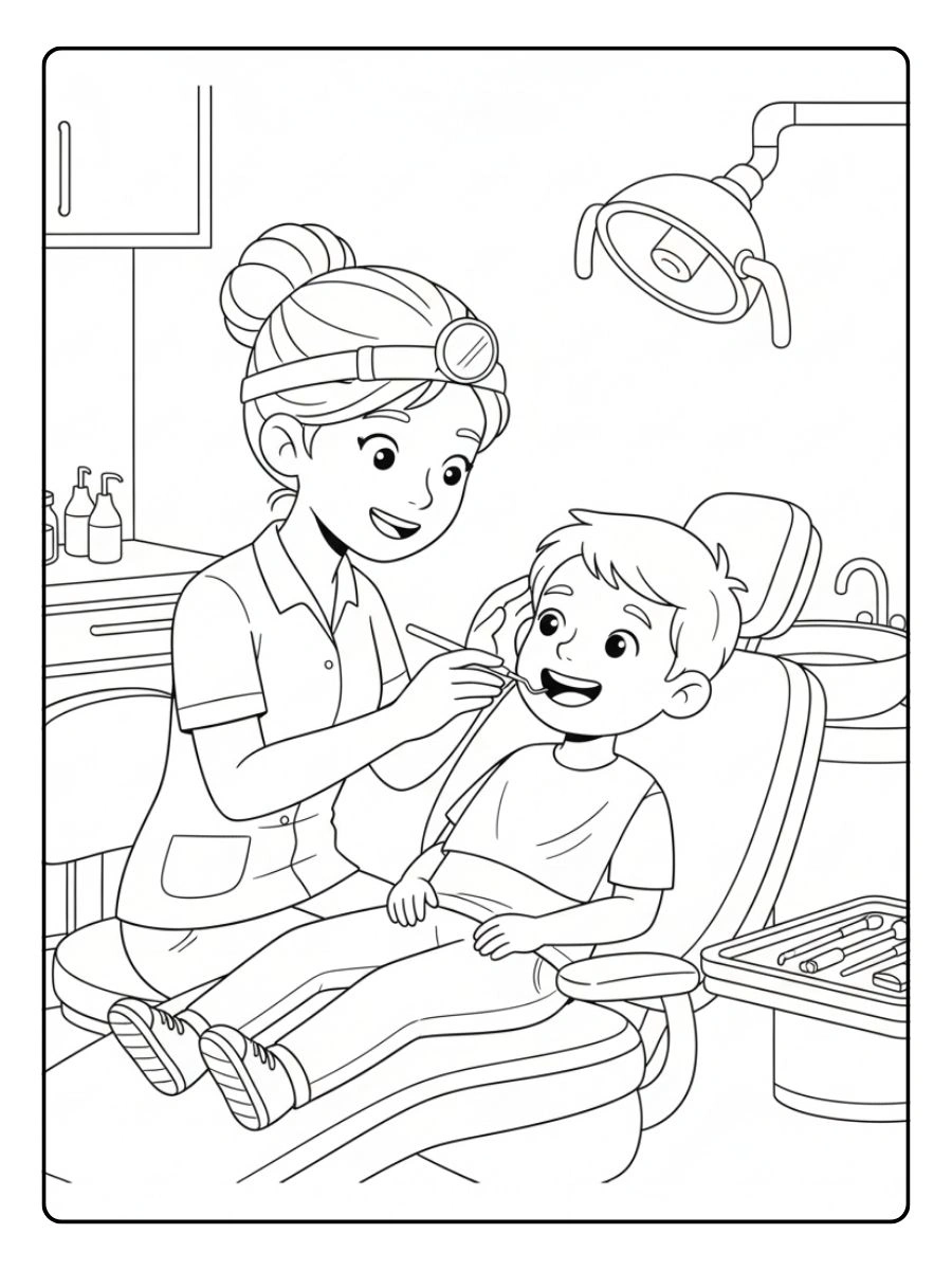 Dentista cuidando a un niño