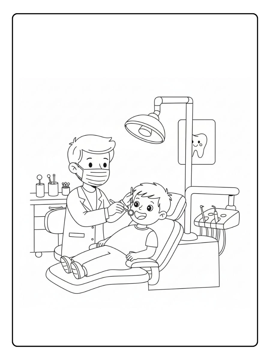 Dentista revisando los dientessonriente saludando