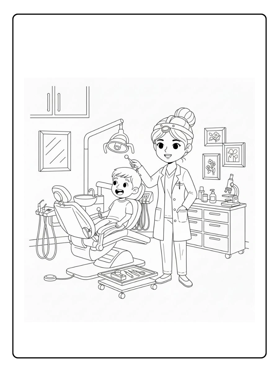 Dentista usando una bandeja de instrumentos