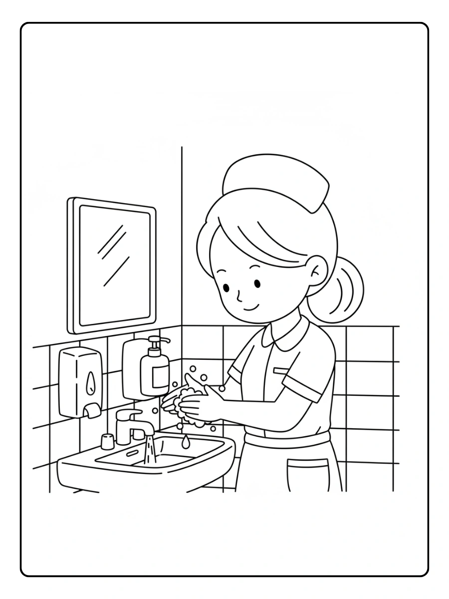 Enfermera Desinfectando manos