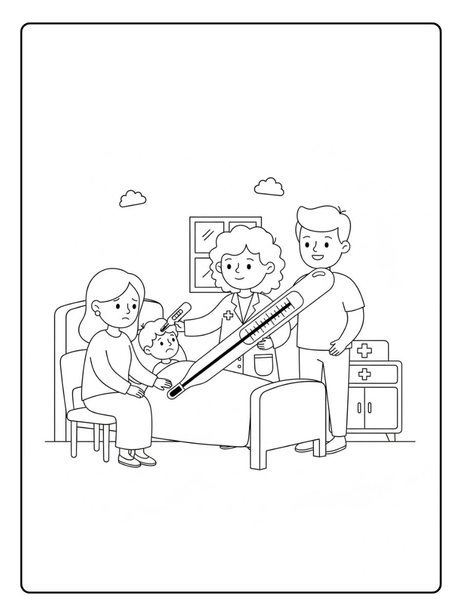 Doctora atendiendo a una familia