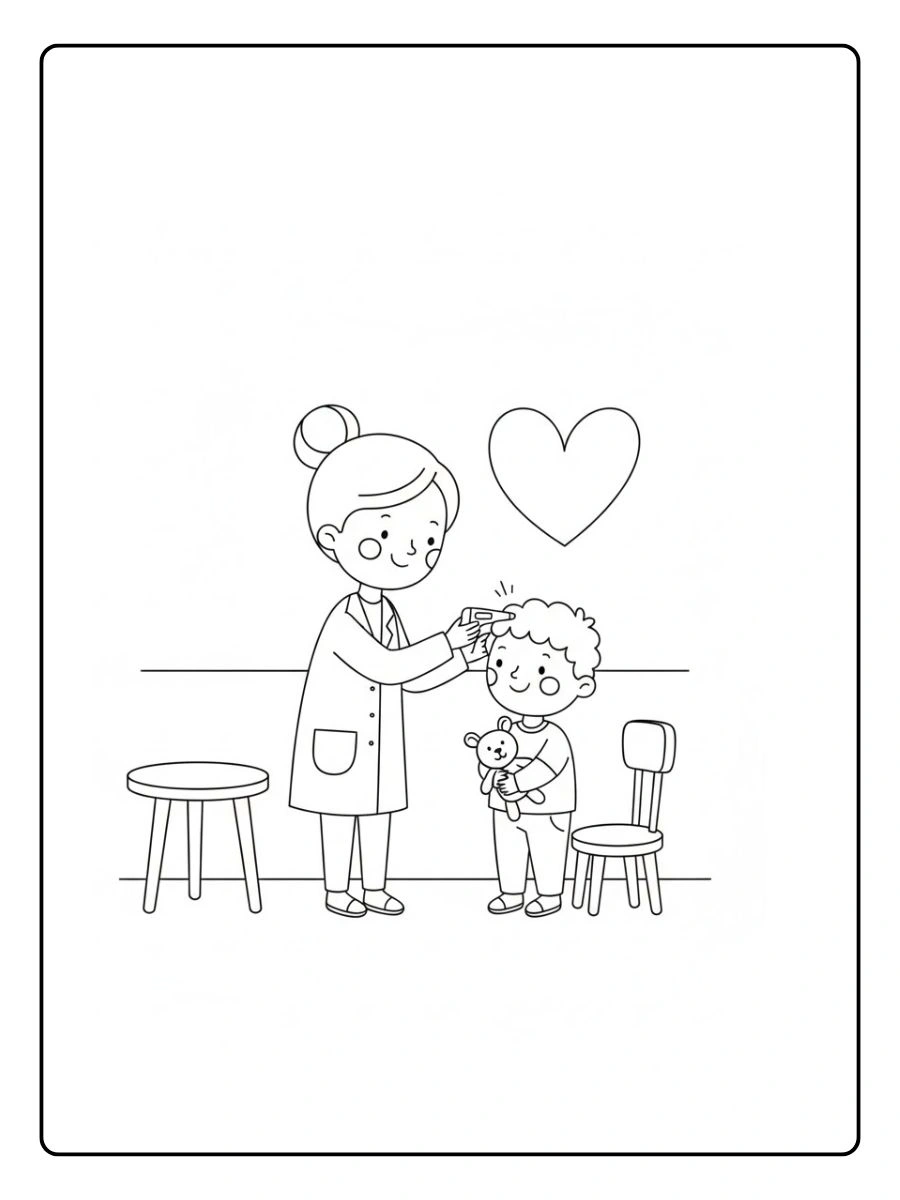 Doctora revisando la temperatura