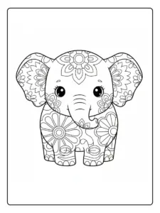 Elefante bebé mandala para colorear