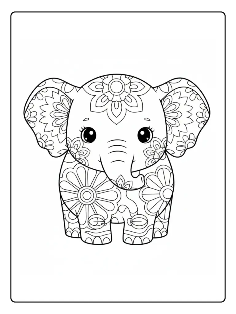 Elefante bebé mandala para colorear