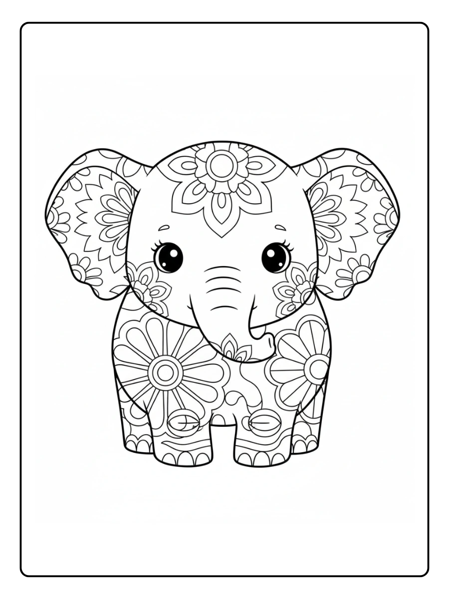 Elefante bebé mandala para colorear