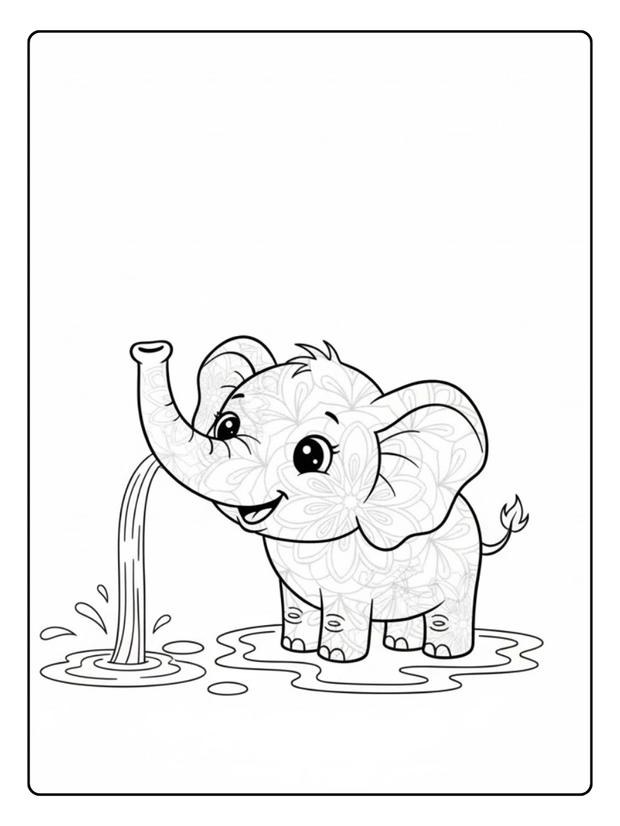Elefante bebiendo agua mandala