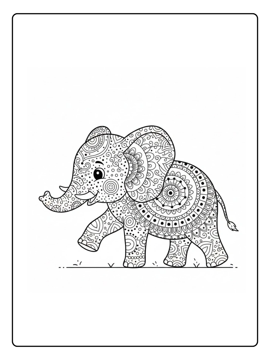 Elefante con su cría mandala para colorear