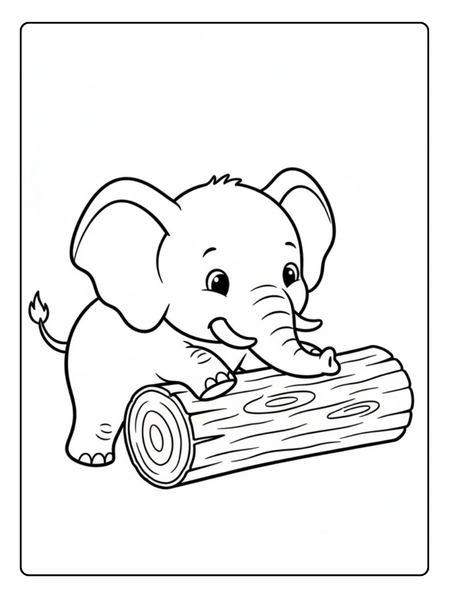 Elefante empujando árbol