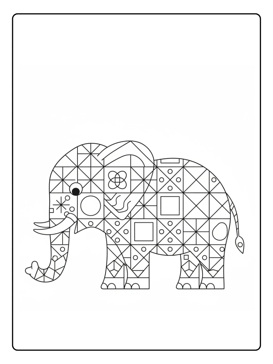 Elefante mandala geométrico para colorear