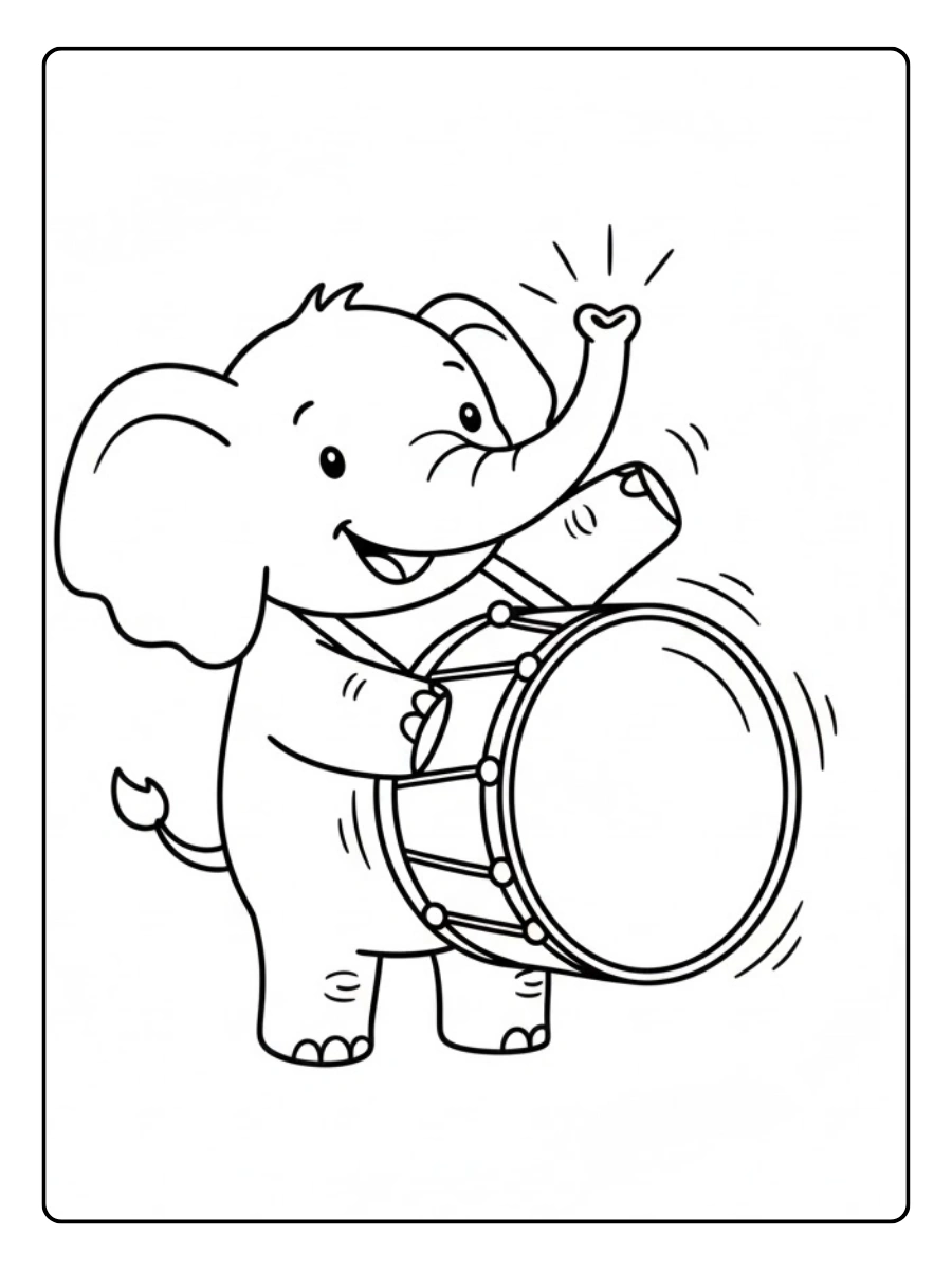 Elefante tocando tambor