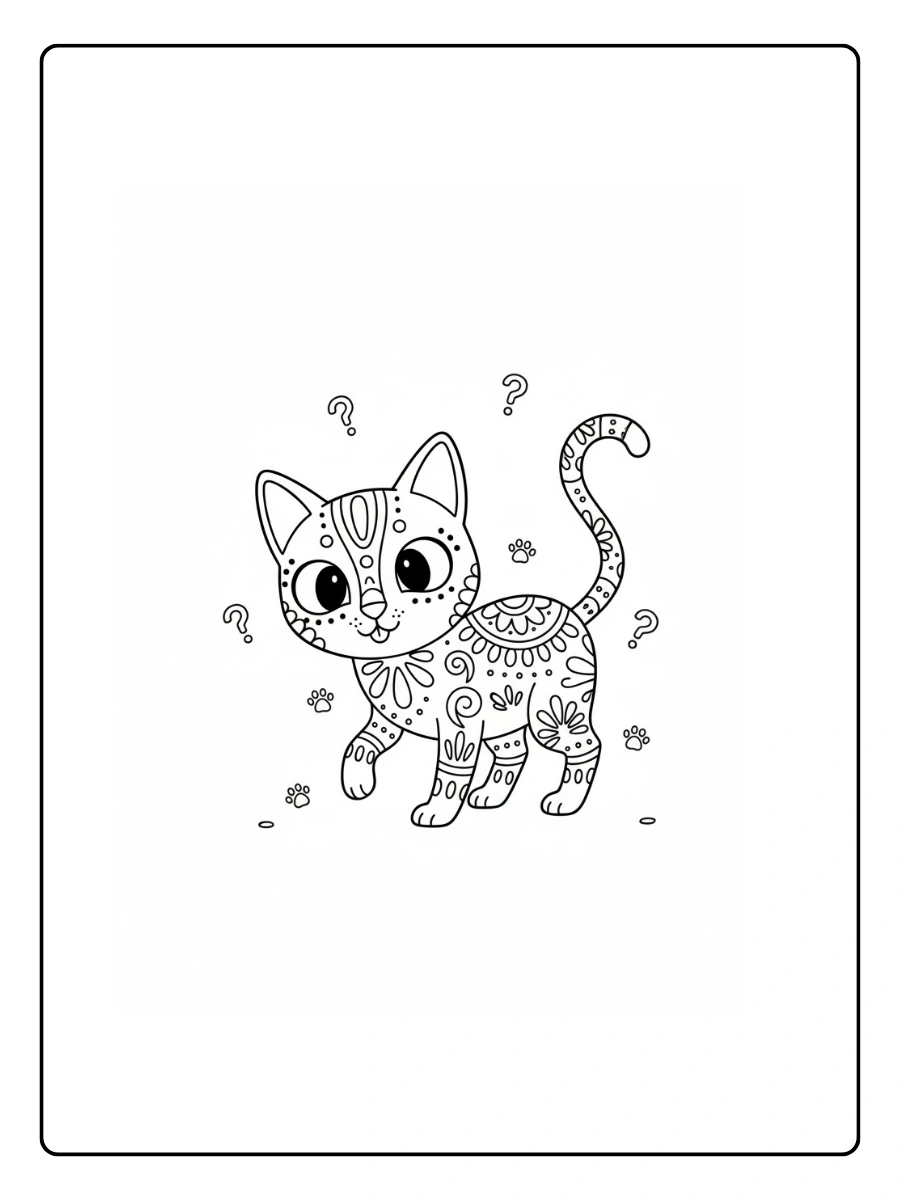 Gato alebrije caminando curiosoalebrije hecho de estrellas grandeshecho solo con círculos grandes